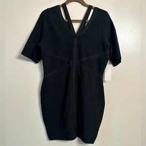 Venus black dress short sleeve cocktail L